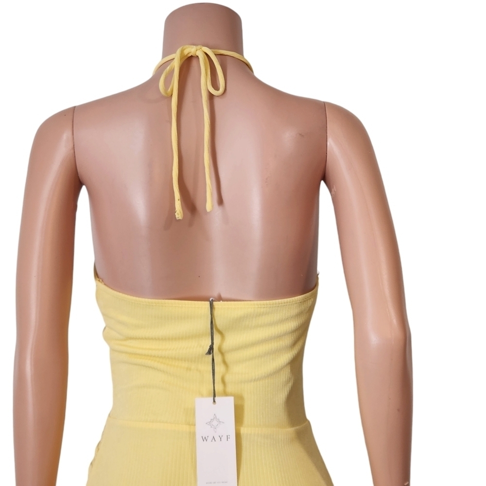 Nordstrom Wayf NWT Yellow Halter Scrunched Leg Fitted Dress Sz XS - Picture 6 of 11